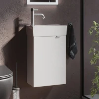 Тумба с раковиной Sancos Mini 35 L подвесная, белый глянец