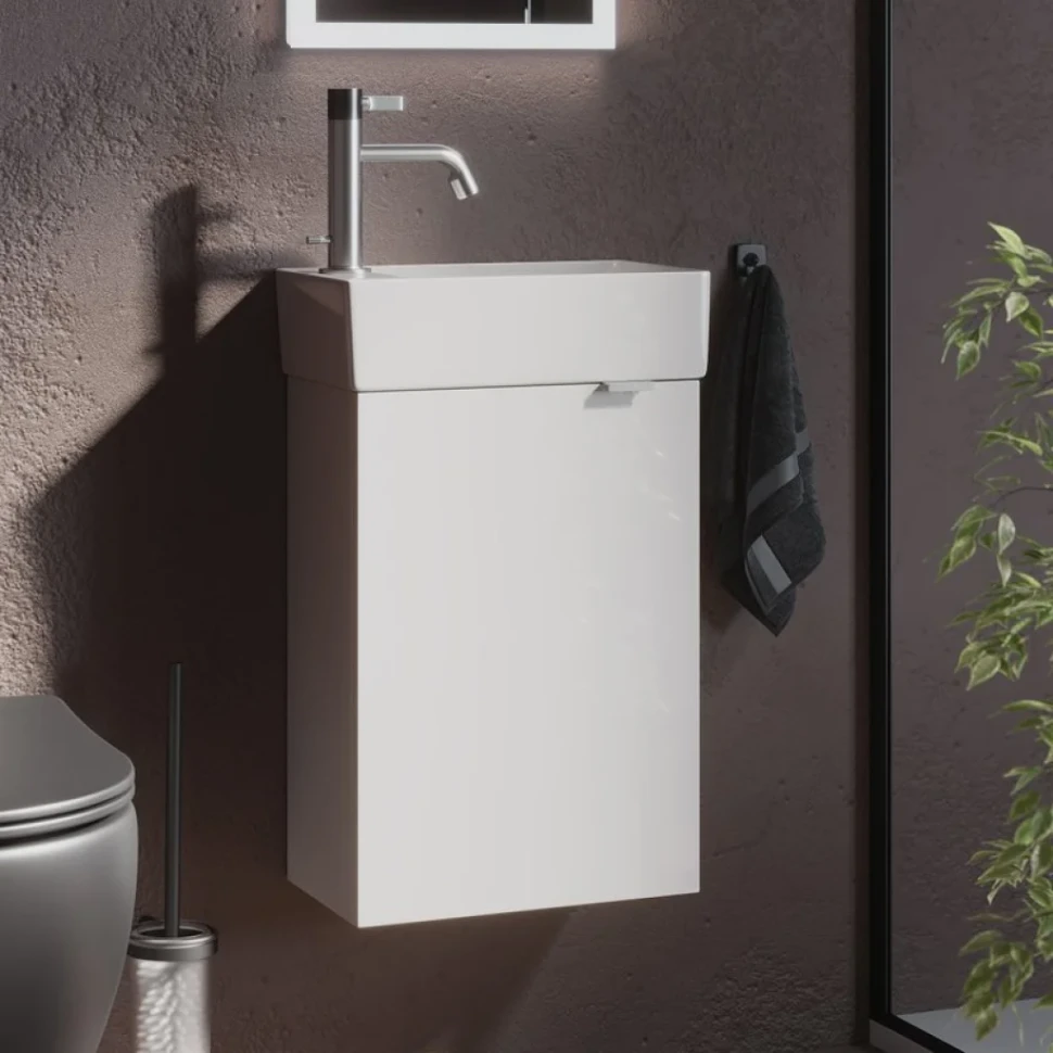 Тумба с раковиной Sancos Mini 35 L подвесная, белый глянец