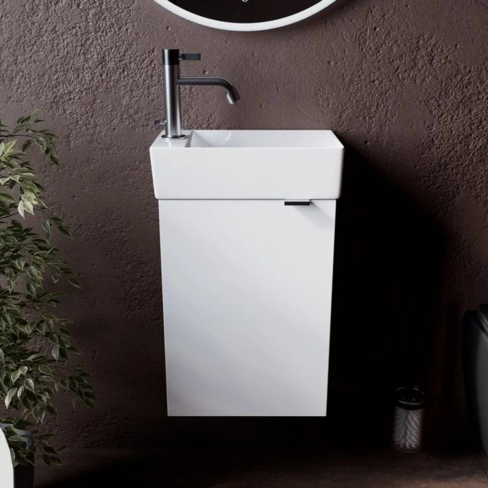 Тумба с раковиной Sancos Mini 35 L подвесная, белый глянец