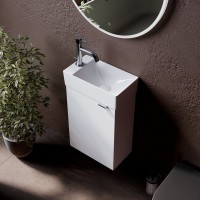 Тумба с раковиной Sancos Mini 35 L подвесная, белый глянец