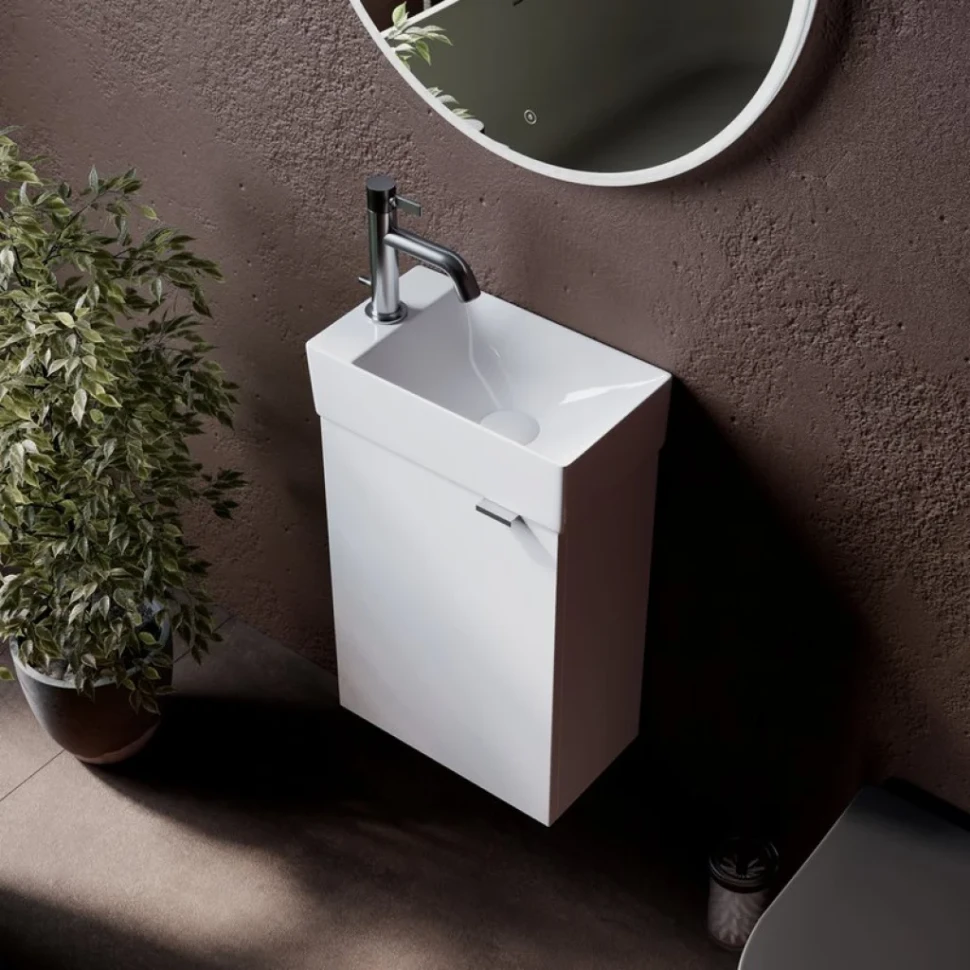 Тумба с раковиной Sancos Mini 35 L подвесная, белый глянец