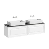 Тумба с раковиной Sancos Very 160 bianco, столешница черный мрамор TT160A1, раковина CN6070