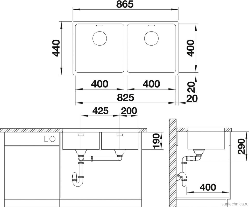 Комплект Мойка Blanco Andano 400/400-U сталь + Измельчитель Franke
