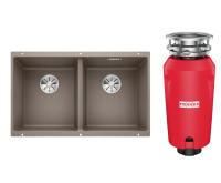 Комплект Мойка Blanco Subline 350/350-U серый беж + Измельчитель Franke