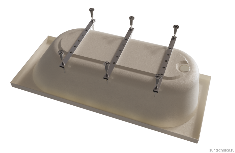 Акриловая ванна Radomir Виктория лайт Ангосто 170x75 см, встраиваемая, белая, на ножках