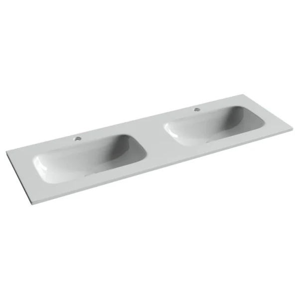 Мебельная раковина Ceramicanova Grace прямоугольная 141см с двумя чашами и отверстиями под смеситель CN7022