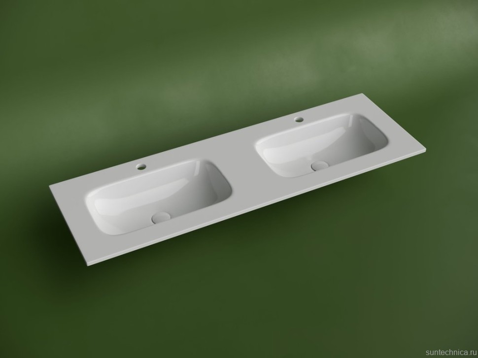 Мебельная раковина Ceramicanova Grace прямоугольная 141см с двумя чашами и отверстиями под смеситель CN7022