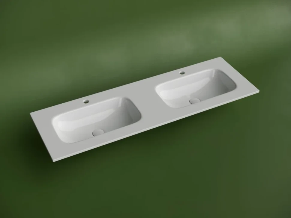 Мебельная раковина Ceramicanova Grace прямоугольная 141см с двумя чашами и отверстиями под смеситель CN7022