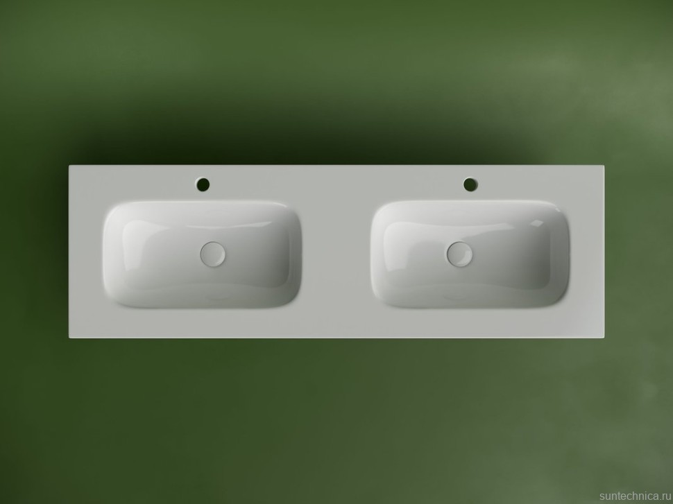 Мебельная раковина Ceramicanova Grace прямоугольная 141см с двумя чашами и отверстиями под смеситель CN7022
