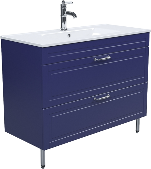 Тумба с раковиной IDDIS Oxford 100 напольная, синяя, раковина 0131000i28