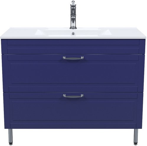 Тумба с раковиной IDDIS Oxford 100 напольная, синяя, раковина 0131000i28