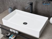 Накладная раковина GID Geometrico N9496 61 глянцевая белая, прямоугольная, фаянс