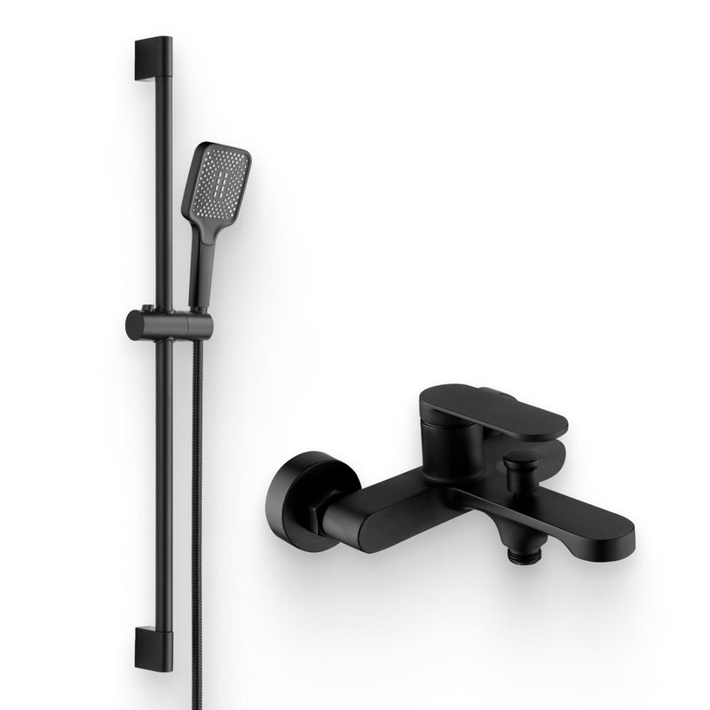 Душевой комплект Смеситель Orange Vesper M10-100b черный + Гарнитур OS142b черный