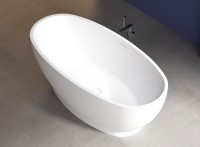 Акриловая ванна Abber AB9207 165x80 см, отдельностоящая, белая, овальная, с каркасом, со сливом-переливом