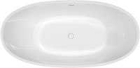 Акриловая ванна Abber AB9207 165x80 см, отдельностоящая, белая, овальная, с каркасом, со сливом-переливом