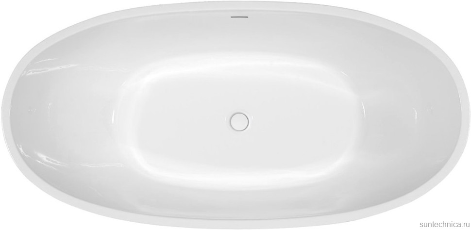 Акриловая ванна Abber AB9207 165x80 см, отдельностоящая, белая, овальная, с каркасом, со сливом-переливом