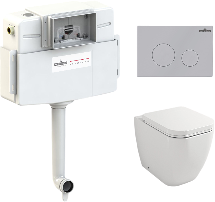 Комплект Lavinia Boho Унитаз приставной One 33024060 + Крышка-сиденье One 33290200 с микролифтом + Бачок скрытого монтажа RelFix 38020010 + Кнопка RelFix 380502MC