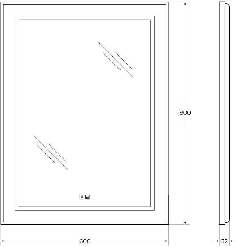 Зеркало BelBagno Kraft 80x60, с подсветкой, с подогревом, черный