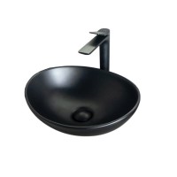 Накладная раковина GID Lago Nc901 41 матовая черная, овальная, фаянс