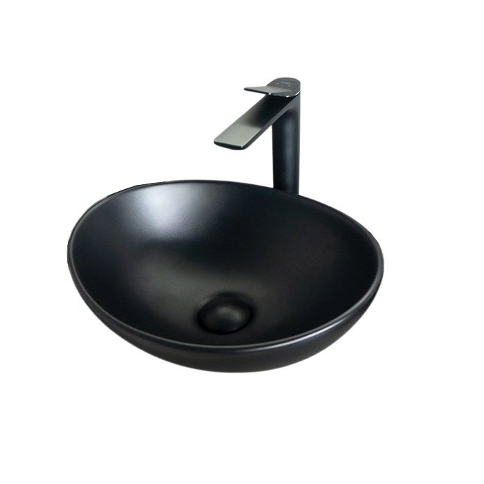 Накладная раковина GID Lago Nc901 41 матовая черная, овальная, фаянс