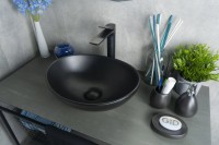 Накладная раковина GID Lago Nc901 41 матовая черная, овальная, фаянс