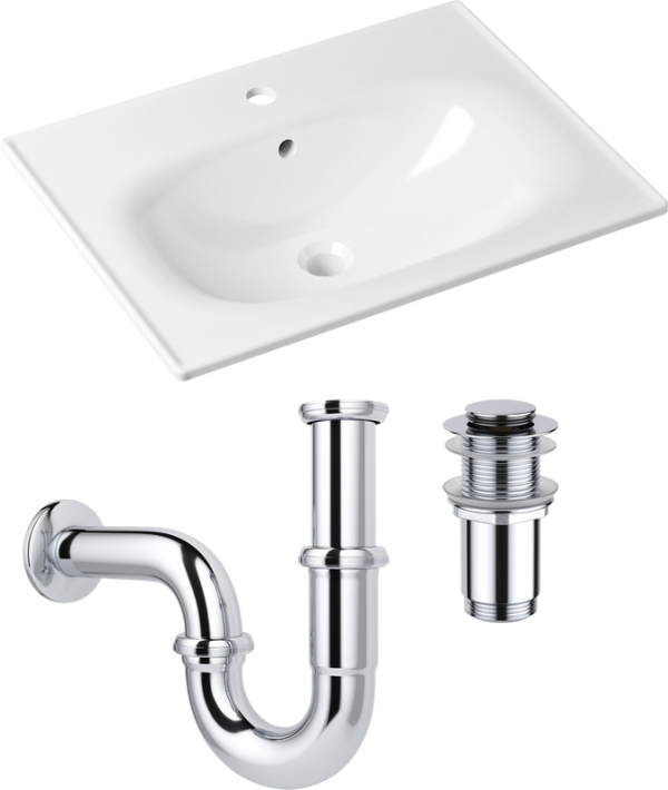 Комплект Раковина Lavinia Boho Bathroom Sink 33312010 + Донный клапан Wellsee Drainage System 182134000 хром + Сифон 182102000 хром