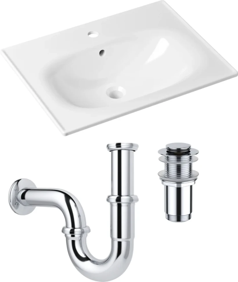 Комплект Раковина Lavinia Boho Bathroom Sink 33312010 + Донный клапан Wellsee Drainage System 182134000 хром + Сифон 182102000 хром