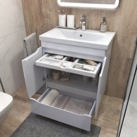 Тумба под раковину без столешницы Vigo Grani 70 белая, для раковины Cersanit Como 70