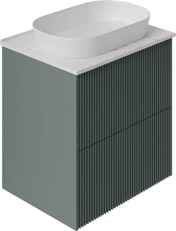 Тумба с раковиной La Fenice Terra Twin 60 подвесная, grigio, столешница белый мрамор, раковина белая матовая