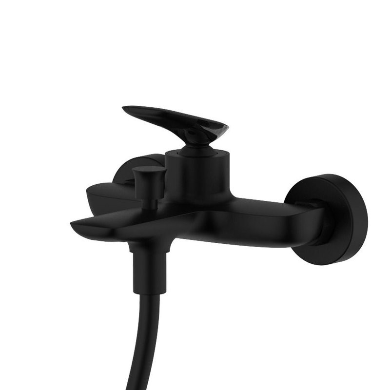 Смеситель для ванны с душевым гарнитуром, Черный матовый, AQUAme Como AQM6512MB