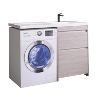 Раковина над стиральной машиной Belux Ока О-1200 R глянцевая белая, прямоугольная, со столешницей слева, с комплектом кронштейнов