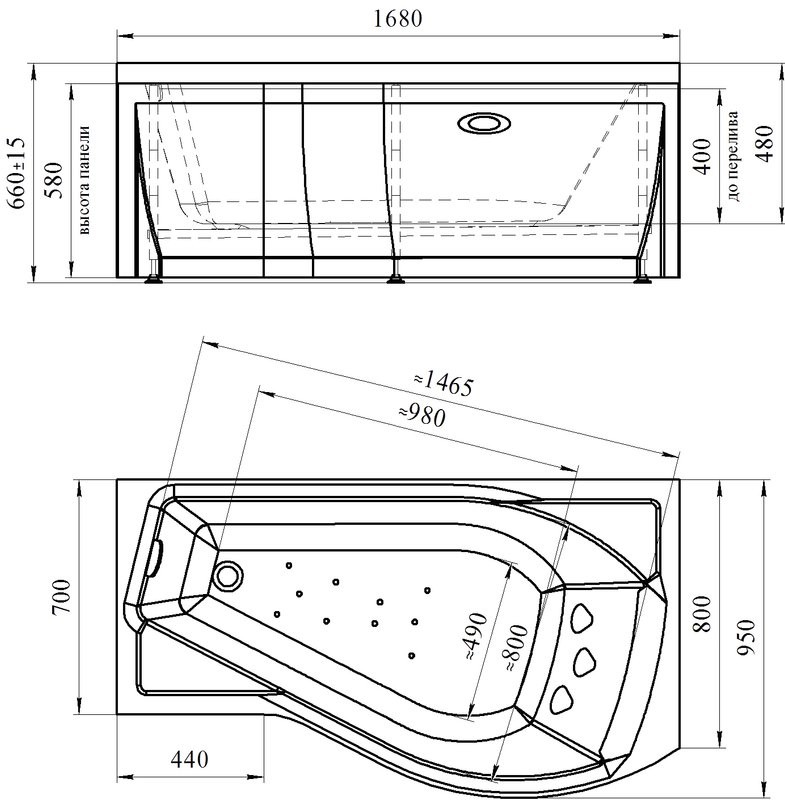 Акриловая ванна Radomir Vannesa Massage Миранда 2-76-2-2-0-209 баланс, R 170x95 см, угловая, правая, пристенная, с гидромассажем, белая, асимметричная, с каркасом, с экраном, со сливом-переливом