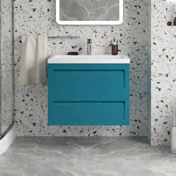Тумба с раковиной Art&Max Platino 60 подвесная, бирюзовая матовая