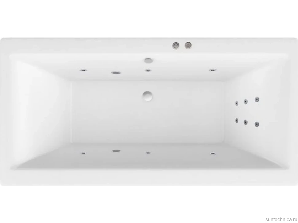 Акриловая ванна Excellent Pryzmat Slim WAEX.PRY18S.LINE 180x80 см, встраиваемая, с гидромассажем, белая, с каркасом, со сливом-переливом