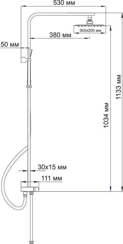 Душевой комплект Смеситель Wasserkraft Alme 1501 + Стойка A042