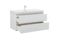 Тумба с раковиной Aquanet Вега 100 подвесная, белая глянцевая