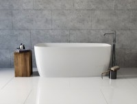 Акриловая ванна Aquanet Trend 260052 170x80 см, левая, отдельностоящая, белая матовая, овальная, на ножках, со сливом-переливом