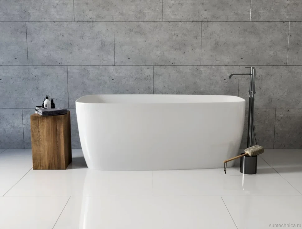 Акриловая ванна Aquanet Trend 260052 170x80 см, левая, отдельностоящая, белая матовая, овальная, на ножках, со сливом-переливом