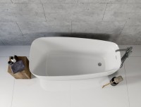 Акриловая ванна Aquanet Trend 260052 170x80 см, левая, отдельностоящая, белая матовая, овальная, на ножках, со сливом-переливом