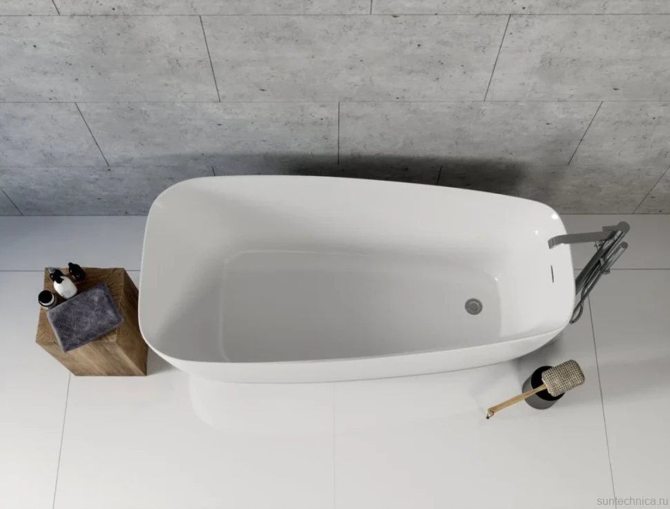 Акриловая ванна Aquanet Trend 260052 170x80 см, левая, отдельностоящая, белая матовая, овальная, на ножках, со сливом-переливом