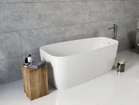 Акриловая ванна Aquanet Trend 260052 170x80 см, левая, отдельностоящая, белая матовая, овальная, на ножках, со сливом-переливом