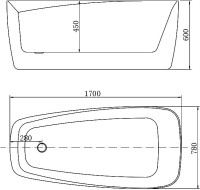 Акриловая ванна Aquanet Trend 260052 170x80 см, левая, отдельностоящая, белая матовая, овальная, на ножках, со сливом-переливом