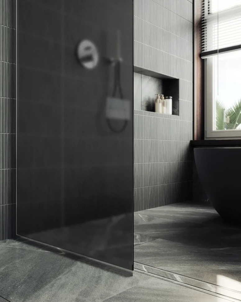 Душевая перегородка Maybahglass MGD-682-5у 109 см, профиль хром матовый, стекло графит матовое