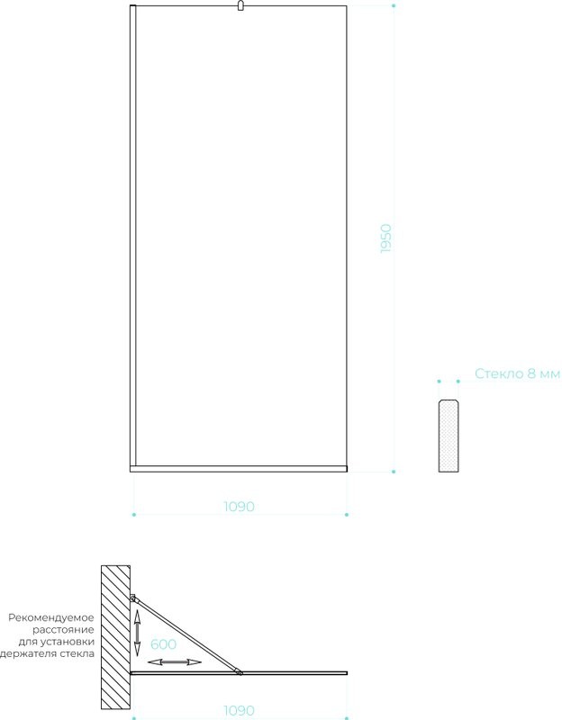 Душевая перегородка Maybahglass MGD-682-5у 109 см, профиль хром матовый, стекло графит матовое