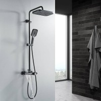 Душевая стойка Rose R1896H-6 с термостатом, черная
