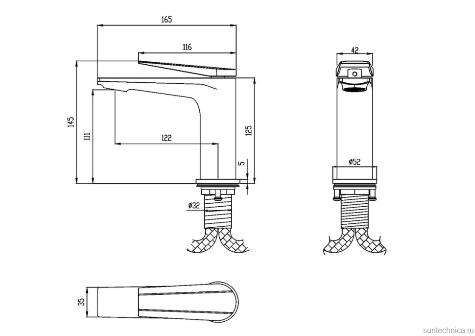 Смеситель для раковины Olive'S Viar 28100VRGM оружейная сталь