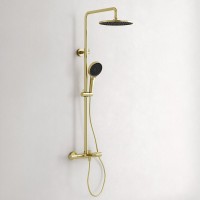 Душевая стойка Sancos Etna SC9008BG с термостатом, брашированное золото, PVD покрытие