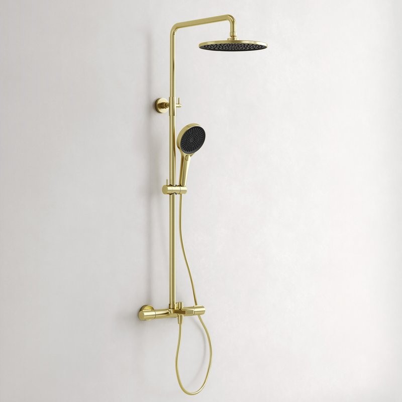 Душевая стойка Sancos Etna SC9008BG с термостатом, брашированное золото, PVD покрытие
