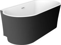 Акриловая ванна BelBagno BB409-1700-800-W/NM 170x80 см, отдельностоящая, черно-белая, овальная, со сливом-переливом