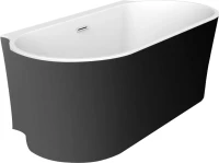 Акриловая ванна BelBagno BB409-1700-800-W/NM 170x80 см, отдельностоящая, черно-белая, овальная, со сливом-переливом